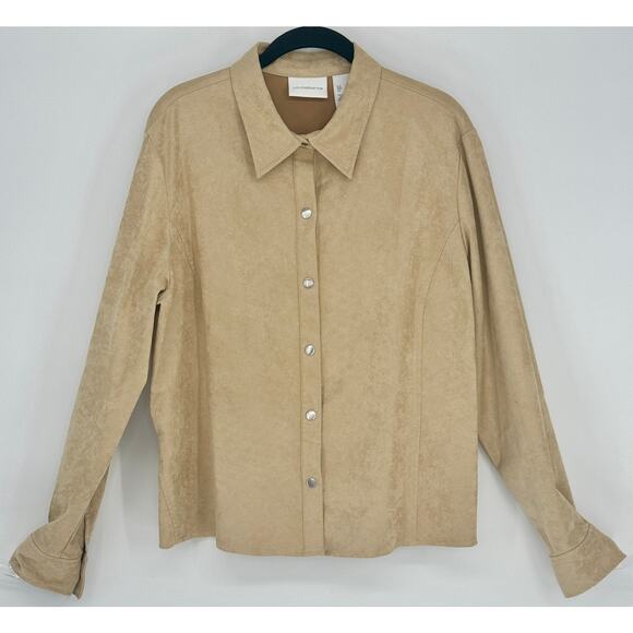 Liz Claiborne Tan Faux Suede Snap Front Shirt Jacket Size XL - Picture 1 of 3